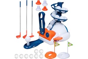 JOY SPOT! Kids Golf Club Toy Set, Boy Girl Outdoor Sport Toy, Toddler Indoor Golf Ball Game with 10 Golf Balls, 3 Retractable Clubs, Child Active Exercise Yard Play, Birthday Gift for 4 6 7 8 Years