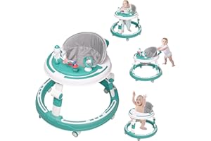 MYBOTA Baby Walker, 3 in 1 Push Along Walkers, Foldable Music Toddler Walkers for Boys and Girls Rounded Walker with Silent Wheels, Baby Feeding Chair