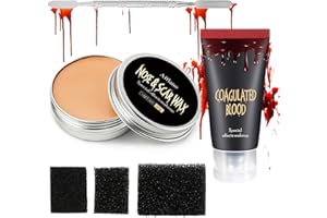 ‎DE'LANCI DE'LANCI Halloween SFX Makeup Kit Kunstblut + Modellierung Narbenwachs, Narben Halloween Special Effects Makeup Kit Fake Blood Schnitte Narbenwunde Kratzer Auf Vampir Zombie Kostüm Prosthetics Makeup