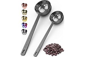 Orblue, cucchiai dosatori per caffè con manico lungo in acciaio inox, confezione da 2 (Black)