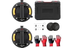 Frogetu 2 Pièces 8" Ventouse Carrelage, Ventouse Vitre, Professionnelles Ventouses à Vide Pour Levage Verre de Charge Max 200 kg, Avec BoîTe à Outils Portable pour Verre, Carreaux, Marbre