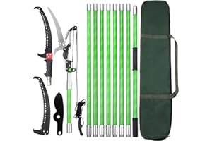 VELPAX Pole Pruning Saw 30 Foot Long Handle Adjustable Length, Manual Pole Saw High Branch Scissors with Carry Bag and Sturdy Pole, Telescopic Tree Pruner Long Reach for Palm Oak High Branches