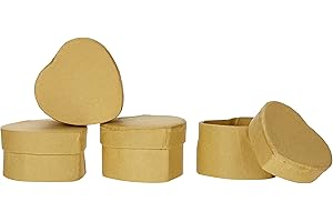 Pracht Creatives Hobby 7648-04541 Cartone Kraft in Set, 4 scatole Regalo a Forma di Cuore con Coperchio, ciascuna di 6 x 6 x 3,5 cm, per Decorare, conservare e Regalare, Natural, 4 unità