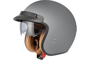 BSWAY Jethelm mit Visier by BS Way: Hochwertiger Motorradhelm, ECE-Zertifiziert für Herren und Damen - Ideal für Roller, Moped, Mofa und Scooter - Retro Helm Design, Halbschalenhelm Matt Grau