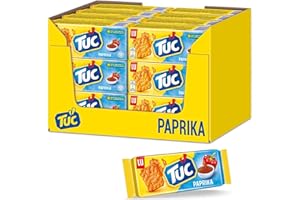 LU TUC Paprika 24 x 100g I Salzgebäck Großpackung I Knabbergebäck mit Paprika-Geschmack I Fein gesalzene Snack-Cracker
