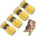 TEOZZO Dog Shoes for Hot Pavement, Anti-Slip Sole Dog Boots & Paw Protector Dog Booties with Reflective Straps Dog Shoes for Small Medium Dogs 4PCS Yellow 3