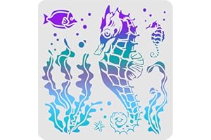FINGERINSPIRE Stencil Cavalluccio Marino 30 x 30 cm Riutilizzabile Modello Cavalluccio Marino per Pittura Animali marini Stencil Creature Marine Stencil per Pittura su