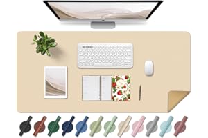 BLESWIN Leather Desk Pad, Office Desk Mat, Non-Slip Large Mouse Pad, Waterproof Desk Protector Mat, Computer and Laptop Mat for Desk, Desk Desktop Mat for Writing, Desk Blotter Pads Decor (Apricot, 90x43CM)