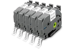 5x Pristar kompatybilna z Brother TZe-231 TZe231 Tze 12 mm 0,47 laminowana czarna na białym tle taśma do zapisywania do Brother PT-H100R PT-H105 PT-H107B PT-E100 PT-1000 PT-1080 PT-D600VP PT-H110