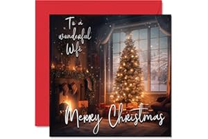 STUFF4 Traditional Happy Christmas Card for Wife - Merry Christmas to Wife - Happy Xmas Christmas Card for Your Wife from Husband, 145mm x 145mm Single Seasonal Greeting Cards Gift