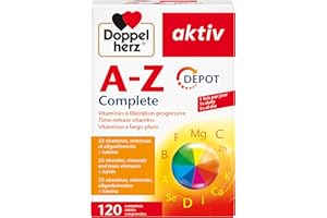 Doppelherz aktiv A-Z Complete Depot, Complément alimentaire, Vitamines à libération progressive, calcium, magnésium, fer, zinc, biotine, acide folique, 120 comprimés