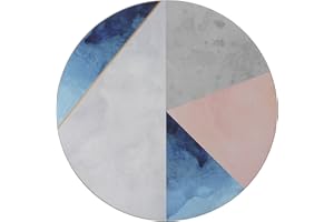 Creative Tops Lot de 4 Sets de Table Ronds avec Dos en liège Motif Palette geometrique Blue/Grey, 29 x 29 x 0.5 cm