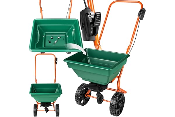 tectake® Épandeur pour Semence Gazon a semer & Fertilisant Gazon Semoir à graines Volume 25L, Grande Roues, pour Engrais Sel de déneigement Sable Graines Fleurs à semer Gravier et semences Jardin