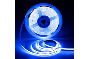 ShineBurky Striscia LED COB 10 Metri Blu, 24V Strisce LED CRI93+ Larghezza 8mm LED Strip Light Tagliabile Flessibile Per TV Backlight Cucina Camera da Letto Decorazione (Senza Alimentatore)