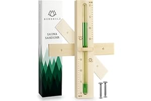 NORDHOLZ® Clessidra da sauna da 15 minuti in abete nordico al 100% con robusto vetro resistente al calore - Colore verde scuro a contrasto +2 viti - Accessori per infusione di alta qualità