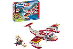 PLAYMOBIL 71463 Action Heroes Brandflygplan med släckningsfunktion, heroiska räddningsuppdrag, med en brandman, rolig fantasi