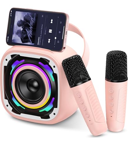 TAVADA Micro Karaoke Enfant,Karaoké avec 2 Micro,Le Lecteur De Vinyle,Micro Enceinte Karaoké,pour Enfant Adulte Fille Cadeau Chanter,Quatre Modes Et Lumière Ambiante pour Chambre,Bureau,Fête TAVADA Micro Karaoke Enfant,Karaoké avec 2 Micro,Le Lecteur De Vinyle,Micro Enceinte Karaoké,pour Enfant Adulte Fille Cadeau Chanter,Quatre Modes Et Lumière Ambiante pour Chambre,Bureau,Fête
