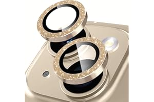Oelrstfe Kamera Schutz für iPhone 15/15 Plus Kameraschutz,Kratzfest 9H Härte HD Linsenschutz Schutzfolie,Kamera Displayschutz Schutzglas Ultra-Transparent Glitzer Linse Displayschutzfolie,Gold