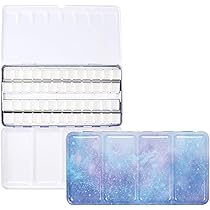 Scatola Metallo Per Acquerelli - 42 Mezze Teglie + 24 Teglie Piene, 22x11x2cm, Portatile - Foto 2