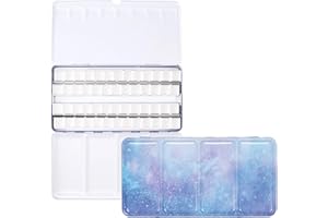 GOIEHIR Lattine Vuote per Acquerelli, Scatola di Vernice con Mezze Padelle da 52 Pezzi, Grande Scatola di Metallo Galassia Viola, per Pittura ad A cquerello, Pittura Artistica, Arte Fai da te