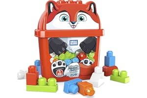 Mega Bloks Secchiello Cucciolo di Volpe, 25 Blocchi da Costruzione, Giocattolo per Bambini 1+Anni,GRV22