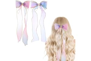 WLLHYF 2 Stück Haarschleifen für Mädchen Buntes Band Prinzessin Perle Quasten Stickereiband Haarspangen Zubehör für Mädchen Kinder Frauen Halloween Prinzessin Hochzeit Geburtstagsfeier (Lila+Blau)