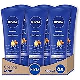 NIVEA Crema Mani Nutriente in Confezione da 6 x 100 ml, Crema Nutriente Arricchita con Olio di Mandorla, Crema Profumata per 