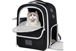 Qlfyuu Cat Carrier Backpack, Breathable Pet Carrier Backpack for Small Medium Cat Puppy, Pet Carrier Bag for Travel Walking Hiking Camping(Black)