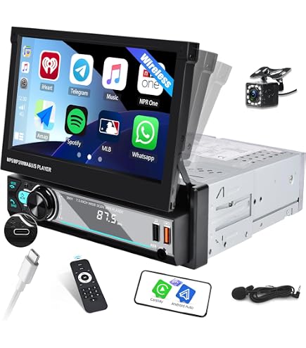 Pantalla Coche Portátil 7 Pulgadas Con CarPlay/Android Auto Inalámbrico | Bluetooth, Mirror Link, AUX, Para Todos Los Coches
