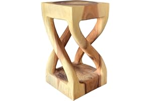 FaHome Beistelltisch Holz - Holzhocker Gedreht (50x28x28cm) - Holz Hocker aus massivem Suarholz - Handgefertigter Beistelltisch aus Holz - Vielseitiger Holz Couchtisch in Premiumqualität