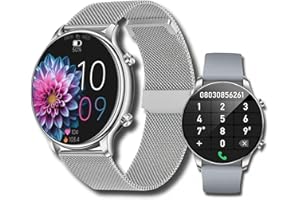 LUNIQUESHOP Damski smartwatch z połączeniem Bluetooth 1,6" Smartwatch temperatura tlenu krwi, napięcie, tętno, krokomierz, sen, pogoda, 2 bransoletki, prezent, iOS, Android, LSWATCH, srebrny