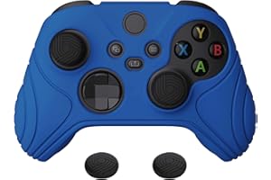 eXtremeRate PlayVital Coque Manette pour Xbox Series X/S Housse Protection pour Xbox Series X Accessoires Controller avec Capuchon Joystick Caps Grip Cover Silicone-Azuré,Édition Samouraï