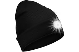 SPGOOD LED Beanie Beleuchtete Mütze mit Licht,Wiederaufladbare Winter Warm LED Haube mit Lampe für Angeln,Jogger,Camping,Laufen,Geschenke für Männer Frauen