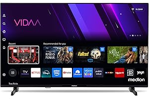 MEDION Téléviseur Full HD 100,3 cm (40 Pouces) (Smart TV, HDR, VIDAA Store, Netflix, Prime Video, Disney+, DAZN, Paramount+, HbbTV, PVR, Bluetooth), MD 840101