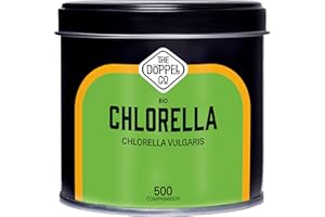THE DOPPEL CO Pura Chlorella Ecológica - 500 comprimidos - 1500 mg por dosis - Pared Celular Rota - Inhibidor de Apetito y Ansiedad - Efecto Saciante, Detox - Proteína Vegana Ecológica - Libre de Plástico