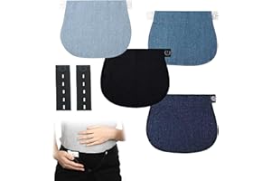 MEIFIYU 4 Pezzi Allarga Pantaloni Fibbia Di Estensione Regolabile, Bottone Allarga Pantaloni, Estensori Cintura Premaman, Prolunga Pantaloni Gravidanza per Donne Incinte (Nero, Blu, Azzurro, Blu Scuro)