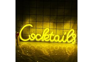 WANXING Cocktails Neon Sign Cocktails Neon Bar Sign Martini Cocktail Neon Wall Light Bar Light for Pub, Beer Bar, Cafe Shop, Man Cave (Lemon Yellow)