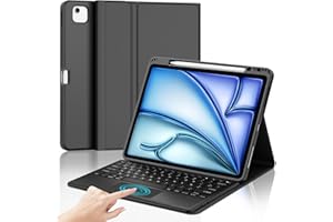FOGARI Teclado para iPad Air 13 Pulgadas M2/M3 con Touchpad, Funda para iPad Air 13 M2/M3 2024/2025 con Español Ñ Teclado Bluetooth con Trackpad, Negro