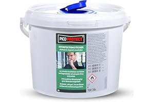 PICO Protect® 36 Desinfektionstücher - 100 Stück im Eimer - Für Flächen und Gegenstände - Alkohol Tücher zum Desinfizieren