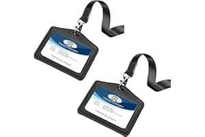 Meekye Set di 1/2 Porta Badge PU Cordino, Porta Badge da Collo, Porta Tesserino per Carte di Credito, ID Lavoro, Carta D'identità, Carta Studente, Ufficio Badge Holder