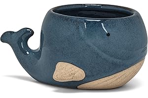 Abbott Collection Stoneware Whale Planter - Small (2" H)