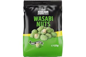‎HENDERSON AND SONS HENDERSON AND SONS Nüsse Wasabi Nuts Hot Taste - 125 Gramm Beutel - Nüsse im Teigmantel - Geröstete Erdnüsse in knuspriger Teighülle mit sehr scharfer Meerrettich-Note