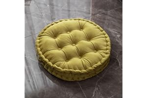 TAGKOMA Round Floor Cushion Solid Color Dutch Velvet Big Floor Pillow For Adults Living Room Bedroom Classroom Outdoor Yoga Meditation Large Floor Cushion,yellow,60cm
