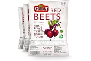 Gefen Red Beetroots Whole, Peeled, Cooked, Ready to Eat, Vacuum Packed (3 x 500g Bags) No Added Sugar or Preservatives