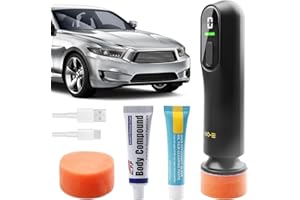 LEIKURVO Juego de pulidora de coche, kit de pulido con batería, con 2 almohadillas de pulido, pulidoras inalámbricas, máquina de limpieza de película de aceite para ventanas, para el cuidado del coche
