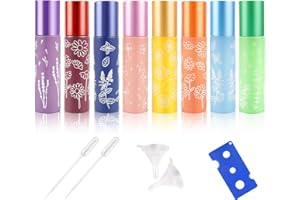 Hainue 8 Stück 10 ml Roll On Flasche Leer Glasflaschen für ätherisches öl, Makronen Ätherische Öle Roller Flaschen mit Edelstahl Roller Bällen für Ätherisches Öl Parfüms Lippenbalsam