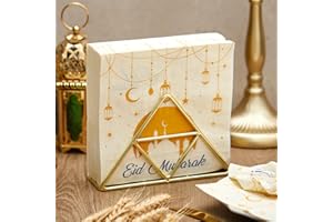 Clabby 50 Stück 33x33cm Ramadan Deko Servietten Eid Ramadan Mubarak Servietten Weiß Gold Hayirli Ramazanlar Papierservietten für Mubarak Tischdeko