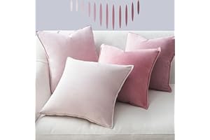 Topfinel Fundas Cojines Funda Cojin para Decoracion Hogar Sofa Cama Sillas Jardin Cojines de Terciopelo para Dormitorio Salon de Estar Modernos Serie Colores Rosado 50x50 Juego de 4