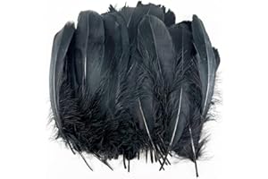SECALIFE 50 Pieces Black Feathers for Crafts, Natural Goose Feathers Large Craft Feathers for DIY Handmade Crafts Gift Box Filling Ornament Decoration, 18-20cm