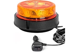 ‎AGRIEYES Agrieyes Rundumleuchte 12V Magnet mit Saugnapf, Austauschbarer Linse, LED Warnleuchte LKW, Zigarettenanzünder Rundumleuchte Traktor Orange, 24V Gelbe Rundumleuchte fürs Auto KFZ